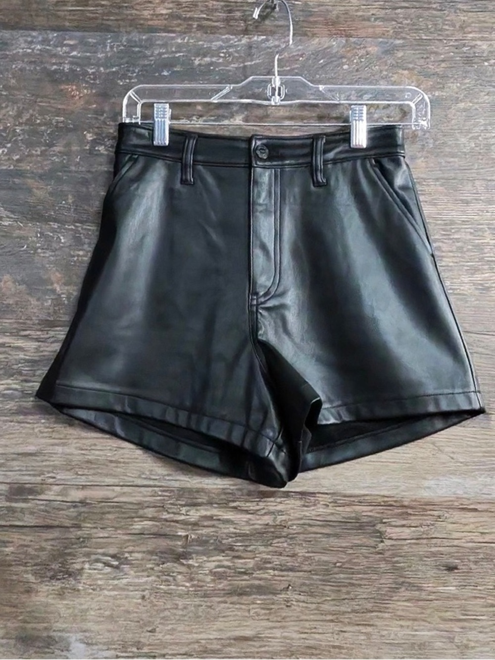 Hollister Black Faux Leather High-Waist Shorts